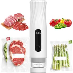Compact Vacuum Sealer for Food, Handheld Vacuum Sealer Machine with 30 Reusable Bags, Portable Vacuum Sealer for Travel, Wireless and Efficient Seal Food Saver Vacuum Sealer