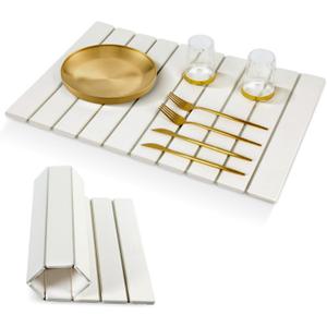24x16 In Large Stone Drying Mat Collapsible Diatomaceous Earth Fast Drying Mat for Kitchen Counter Super Absorbent Kitchen Counter Pad for Dishes Cups Bottles Pots, Suitable for Any Countertop, White