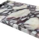 Natural Marble Vanity Tray, 9.8"x5.9" Genuine Calacatta Viola Marble Tray for Bathroom/Kitchen/Dresser