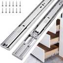 18 inch Drawer Slides 6 Pairs (12pcs) Soft Self Close 3 fold Full Extension Ball Bearing Cabinet Drawer Glides Side Mount for Dresser, Cabinet, Kitchen 100 LB Capacity 18" Silver