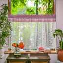 ARTMAGIC Boho Kitchen Window Curtains Classical Red Plaid Design Exquisite Embroidery Lace Sheer Curtains Rod Pocket for Half Window Bathroom Bedroom Living Room(Red,2pcs,27"x36")