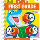 School Zone Big First Grade Workbook: 320 Spiral-Bound Pages, 1st Grade, Reading Comprehension, Phonics, Spelling, Vocabulary, Basic Math, Time, Money, Fractions, Ages 6 to 7