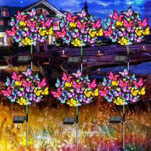 WEITEXS Solar Garden Lights Solar Lights Outdoor Waterproof Solar Lights 6 Pack with New Upgraded 216 LED 102 Butterfly Outdoor Solar Lights for Yard Outside Garden Pathway Decor Gifts for Women