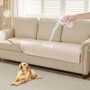 HAOMAIJIA Waterproof Couch Cover for Dogs Washable,Faux Fur Pet Couch Covers for Sofa,Soft Dog Bed Cover Non-Slip Couch Covers for 3 Cushion Couch Sofa Pet Friendly (Off White, 23" x 23" 2 Pack)