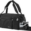 Kookoomia Gym Bag for Men with 2 Upgraded Bottle Holders Convertible Duffle Bag and Gym Backpack Waterproof Sports Bags with Shoes Compartment and Wet Pocket - Black (Large)