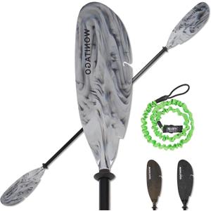 Angler Kayak Paddles Aluminum Paddle with Plastic Blades and Paddle Leash, Floating Adjustable Fishing Kayak Oars, 3 Piece, 230-250cm/90-98 inch