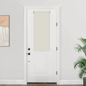 LazBlinds 100% Blackout Door Blinds, No Drill Cordless Roll Up French Door Blinds, Thermal Insulated Light Blocking Shades for Front Door Patio Sidelight Glass Door, 14'' W x 40'' L, Cream, 1Pcs (14" W x 40" L (Fabric Width:12.2" W))