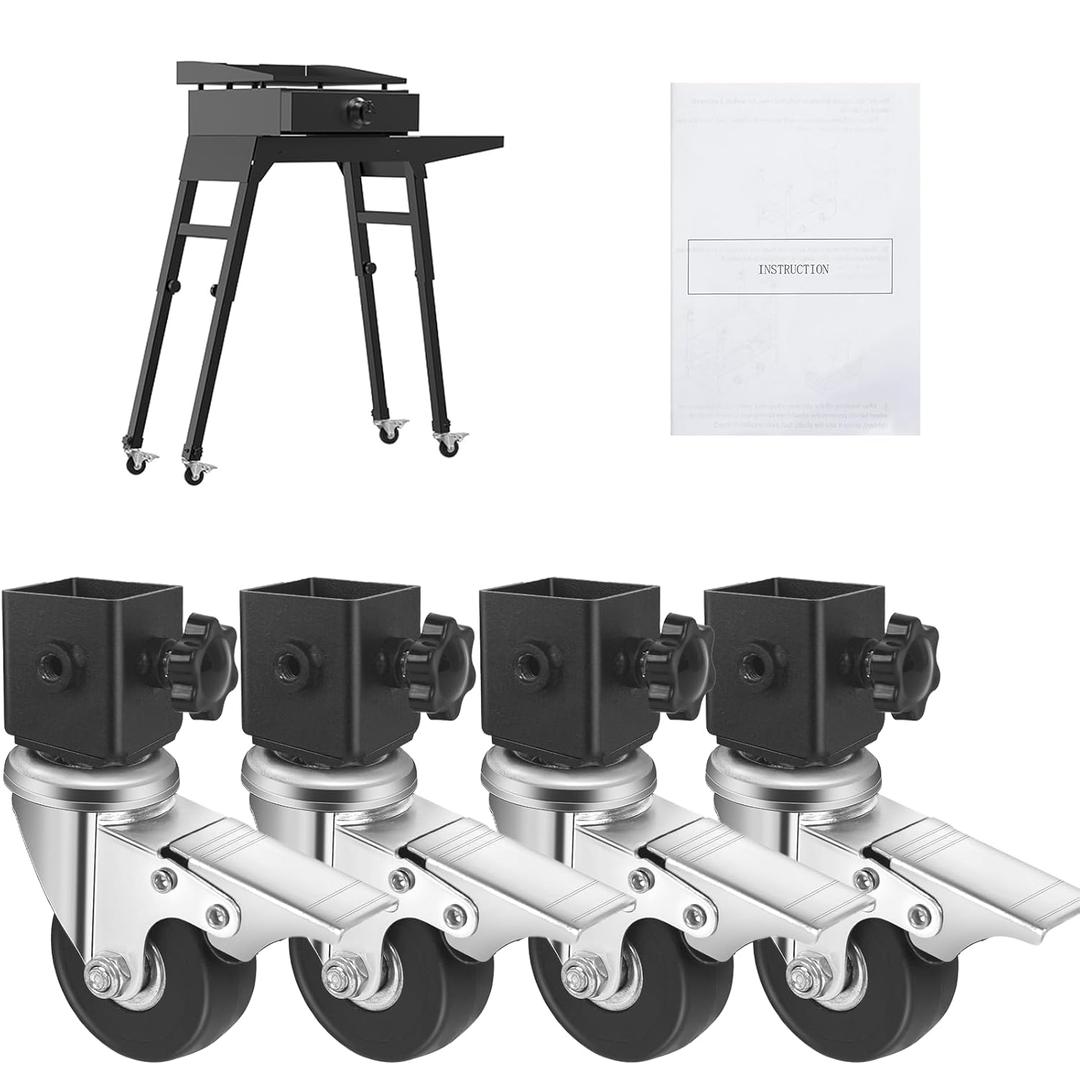 Pack of 4 Caster Wheels for Blackstone Griddle Stand, 360 Degree Silky Swivel Griddle Wheels with Brake for Blackstone 17" and 22" Table Top Griddle Stand, Griddle Accessories for Blackstone
