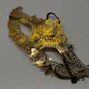 Cosmer Masquerade Mask for Women Shiny Laser Cut Metal Rhinestone Mask Party Porm Ball Mask (Gold Flower)