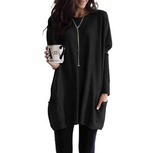 Dokotoo Womens Spring Fall Outfits Casual Long Sleeve Shirts Fashion Tunic Tops for Women Loose Fit Dressy (XL, B Black)