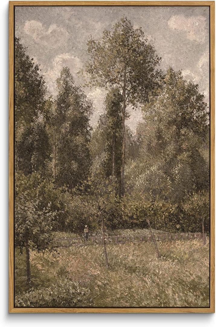InSimSea Framed Canvas Prints Art Vintage Decor, Room Decor Large Artwork for Wall Poplars, ragny Vintage Painting Prints Office Kitchen Bathroom Decoration, 16"x24"