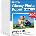 300 Sheets Glossy Photo Paper, 8.5in x 11in Inkjet Photo Printer Paper, Picture Paper for Photos, Calendars, Brochures, Cards, Menus(200gsm / 54lb)