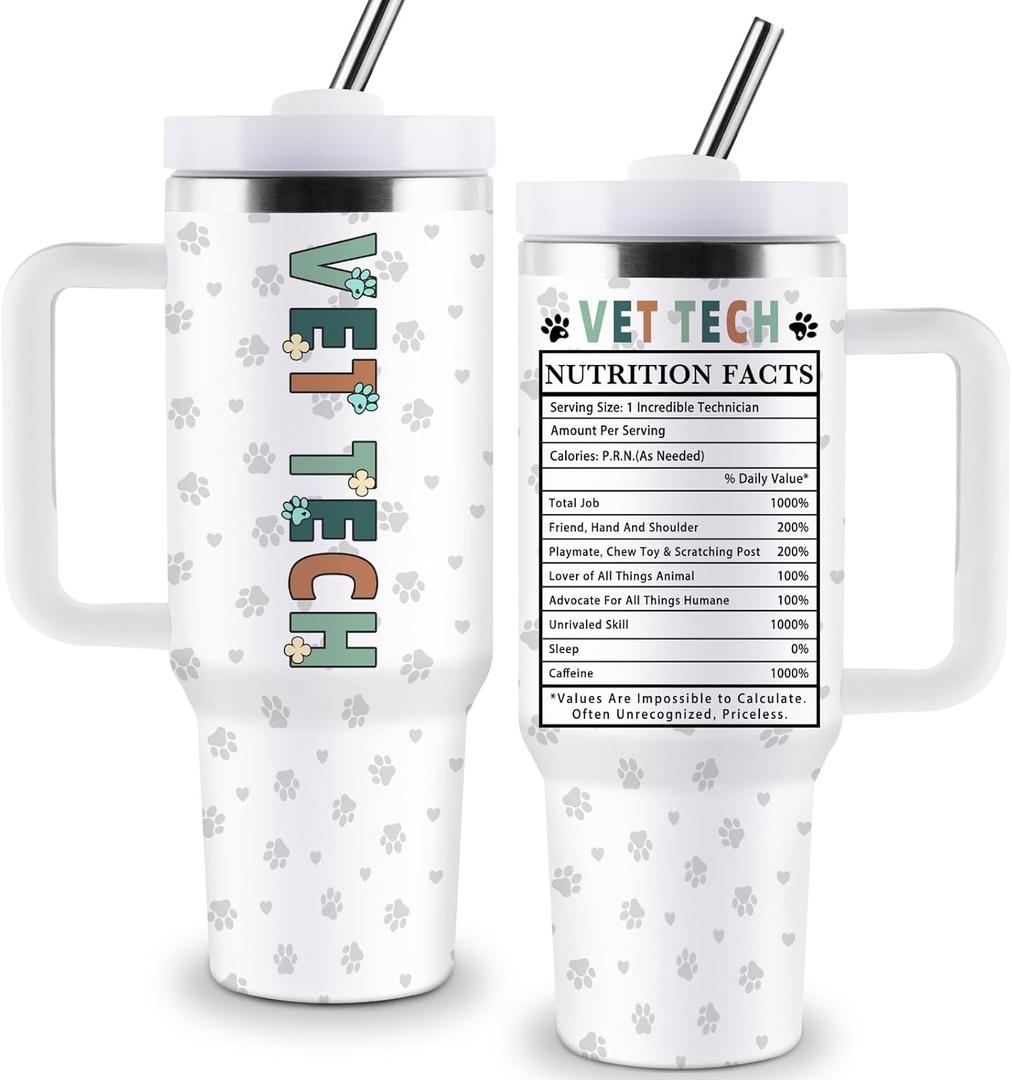 Vet Tech Gifts for Women Men, Vet Tech Week Gifts, Veterinary Technician Week Appreciation Gift, 40oz Stainless Steel Tumbler