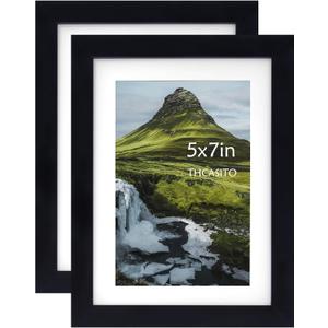 Picture Frames 5x7 Black Photo Frames Display 4x6 Pictures with Mat for Desk or Wall Decor, Set of 2