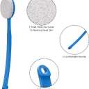 Pumice Stone for Feet with Long Handle 13.7", Hard Skin Callus Remover, Scrubber and Exfoliator for Dead Dry Skin, Softer & Smoother Feet, Pedicure Tool (Curved),Blue