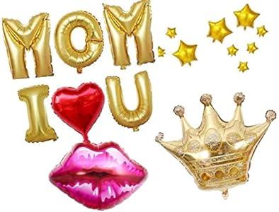 HAPPY MOTHER'S DAY Aluminum Foil Balloon Set 32 Inches Letter Balloon Decoration for Mother's Day Party (MOM-LOVE-U)