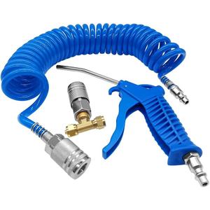Beduan Air Blow Gun Kit with 16ft Long Pneumatic Pu Hose, Heavy Duty Air Duster Gun for Air Compressor (1/4"-16ft Tube(Blue))