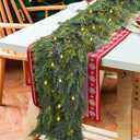 9FT Thick Christmas Garlands with 240 Cedar Branches, 50 Lights, Green Cedar Garland for Christmas Decorations, Artificial Greenery Garland for Table Mantle Wall Indoor Outdoor Holiday Decor (Cedar Pre-lit 9FT Ultra Full(1200 Tips))