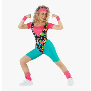 Morph 80s Workout Outfit for Women 90s Retro Workout Outfits 80 s Aerobics Outfit Halloween Costume for Womens, Medium