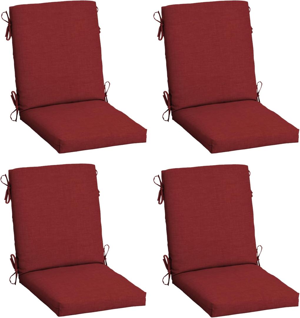 Arden 4-Pack Outdoor Patio Dining Chair Cushion, 20x44, Rain-Proof Seat Pad, Fade-Resistant Outdoor Cushion Ruby Red Leala
