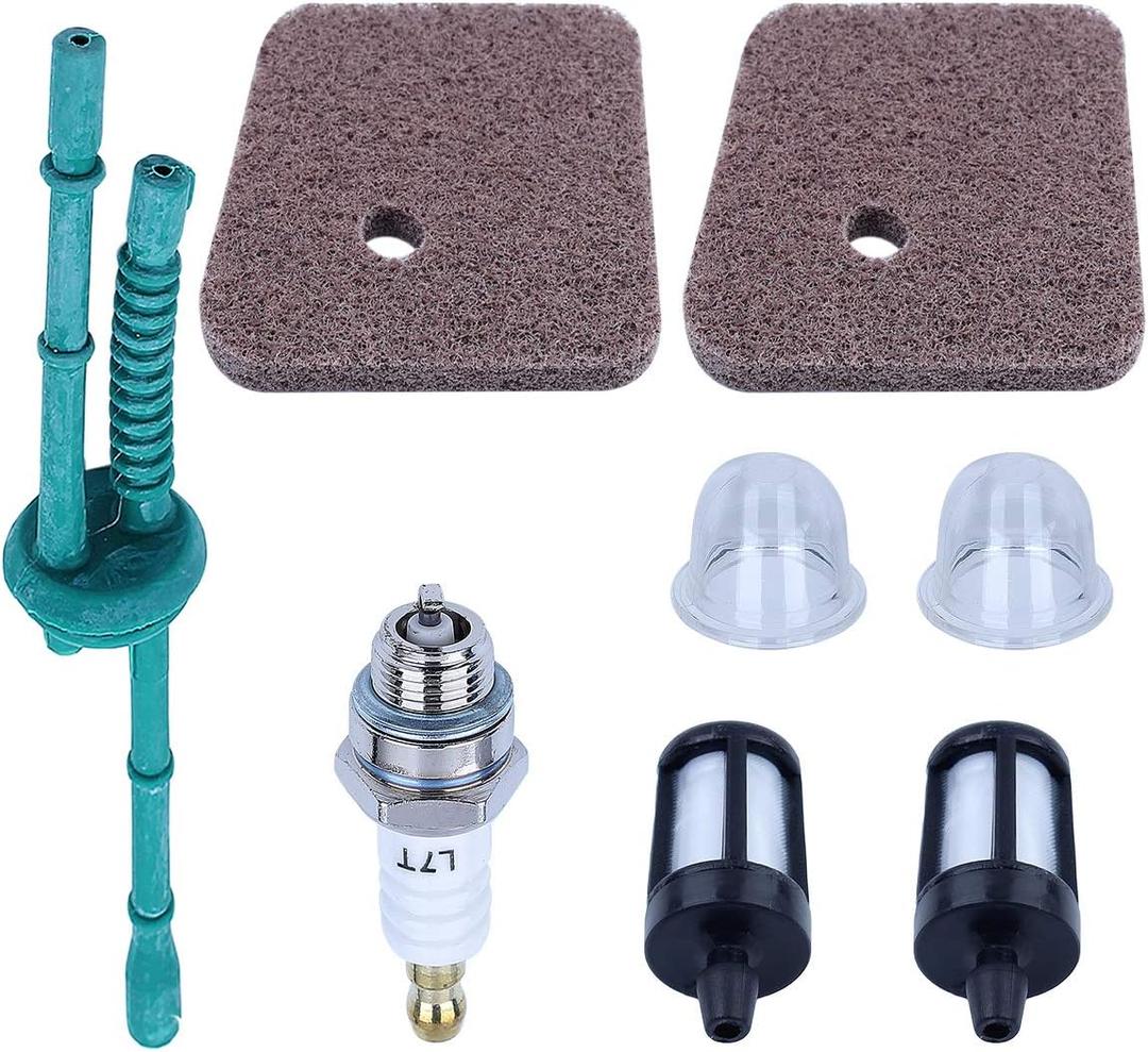 Adefol Air Fuel Filter Kit for Stihl FS38 FS55R FS45 FS45C FS46 FS55 HS45 KM55 HL45 MM55 Etc, String Trimmer Accessory Air Filter + Fuel Filter + Fuel Line + Spart Plug + Primer Bulb 9 in 1 Parts