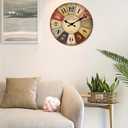 Farmhouse Wall Clocks for Living Room Decor Colorful Wall Clock Battery Operated 16 Inch Large Wall Clock Silent
