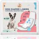 Dog Diapers Liners, 150 Ct, Super Absorbent Doggie Diaper Inserts for Male Dog Wraps and Female Dog Diapers, Hook-and-Loop Tape Design, Super-fit & No Shifting, Medium Dog Diaper Pads