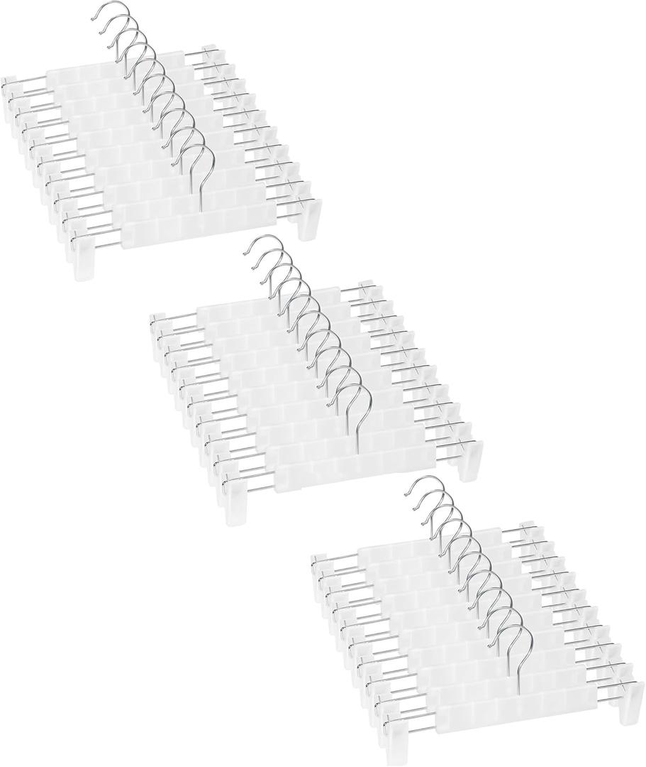 Skirt Hangers, Pants Hangers with Clips360  Swivel Hooks Space Saving Hangers for Pants, Skirts, Clothes, Jeans (30 Pack, Translucent)