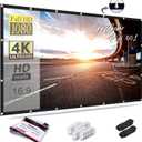 150 inch Projection Screen 16:9 Foldable Anti-Crease Portable Projector Movies Screen for Office Home Theater Outdoor Indoor Support Double Sided Projection