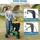 3 Wheel Walkers for Seniors, Foldable Rollator Walker with Tray & Large Storage Bag, 10" Big Wheel for All Terrain, 350 lb Weight Capacity, Green