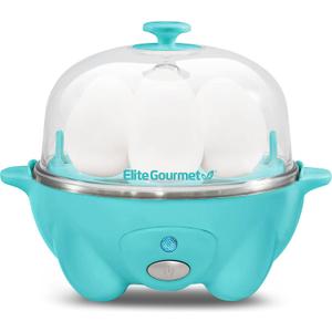 Elite Gourmet Easy Electric 7 Egg Capacity Soft, Medium, Hard-Boiled Cooker Poacher, Scrambled, Omelet Maker with Auto Shut-Off and Buzzer, BPA Free
