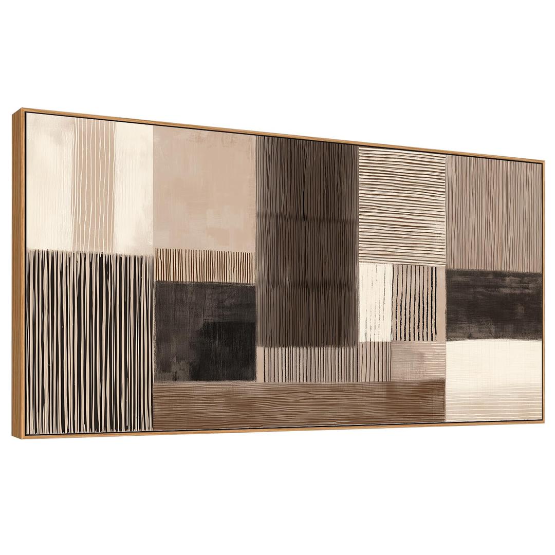 HUADAOART Abstract Geometric Canvas Wall Art Neutral Brown Tones Canvas Print Modern Style 58 x 30 in Home Decor for Living Room Bedroom Office Wall Decoration Ready to Hang