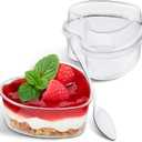 TOFLEN 5 oz Heart Shaped Dessert Cups with Lids and Spoons 150 Pcs | Serves 50 | Mini Plastic Dessert Shooter Cups for Parfait, Cheesecake, Mousse, Appetizers, Jello Shot and Puddings