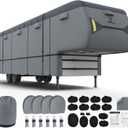 RVMasking 5th Wheel RV Cover, 37'1"-40' Heavy Duty 7 Layers Top Fifth Wheel Cover with 4 Tire Covers, Windproof Rip-Stop Anti-UV Trailer Cover, Dark Gray