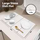 Large Stone Dish Drying Mat for kitchen Counter, 24"(L)x16"(w) Dish Drying Mat, Fast Water-Absorbing,Diatomaceous Earth Non-Slip Stone Mat, Multi-Purpose Foldable Dish Drying Stone Mat