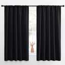 NICETOWN Black Out Window Curtains - Solid Home Decor Thermal Insulated Blackout Drapes/Draperies for Bedroom, Privacy Assured Window Treatment (2 Panels, 52 inches Wide by 63 inches Long)
