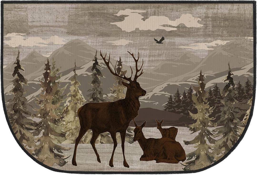 Demissle Fireplace Hearth Rug, Watercolor Deer, 24 x 59 Inch