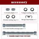 1-1/2 Inch Flexible Sink Drain Pipe, Scalable 13-33.5 Inch P Trap Pipe, Kitchen Sink Drain KitBathroom Sink Drain, Contains 1-1/4 Inch Adapter (Gray)