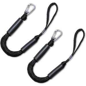Bungee Boat Mooring Lines, 2FT,Bungee Cords with Hooks 1800LB Breaking Strength, for ATV, Boat and Pickup Truck