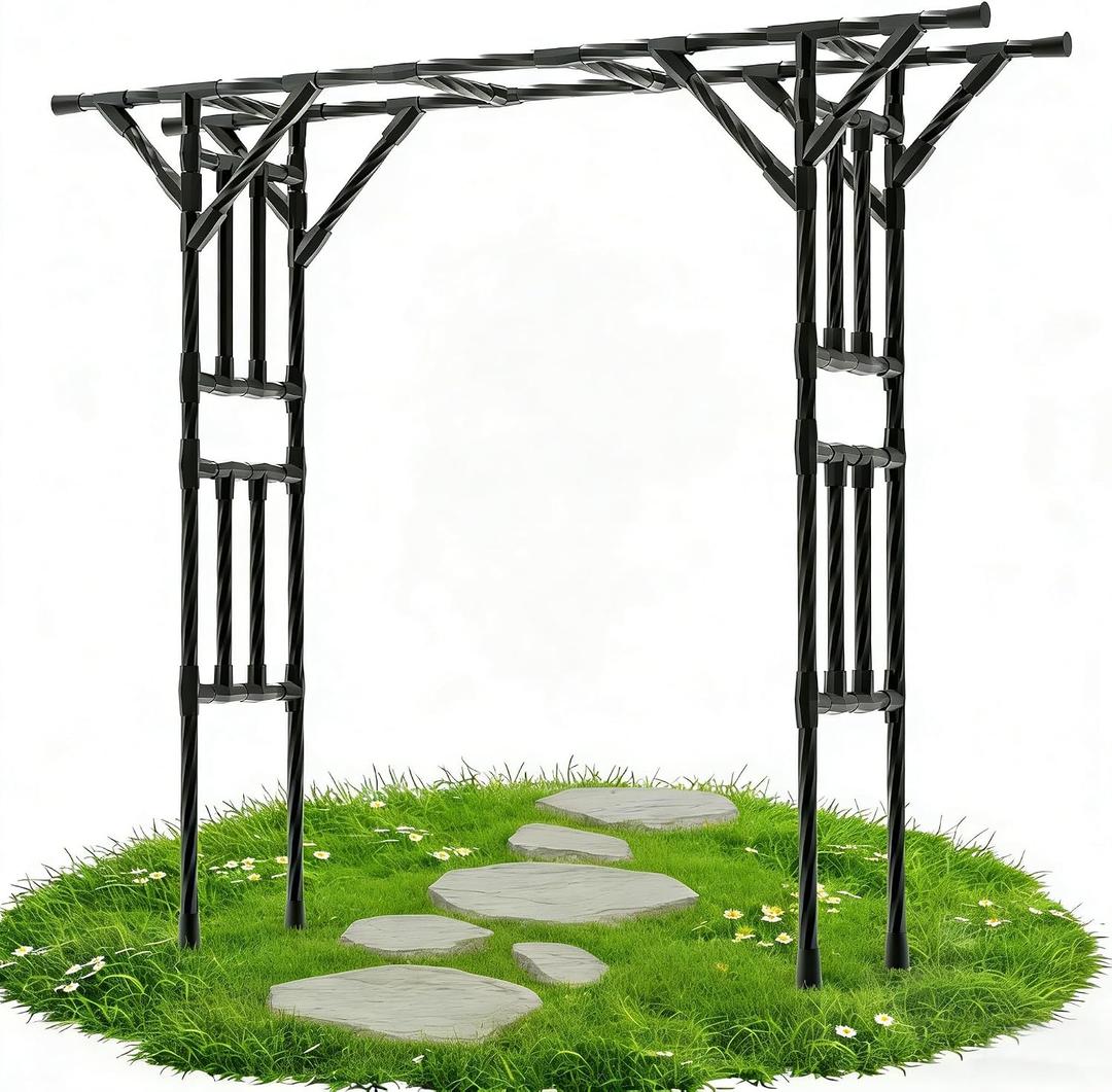 Garden Arch Trellis 106.3"L*106.3"H Sturdy & Rustproof Large Flat Top Arbor, 106*106*20inch-25MM