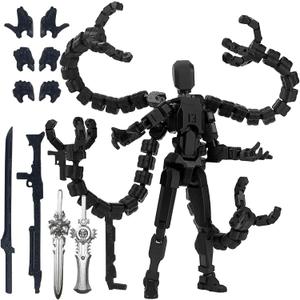 T13 Action Figure Already Assembled Accessories,T13 Multi-Jointed Movable,for Collectors Desktop Decorations t-13 Movability 3D Printed Toys (Black, 7.2inch)