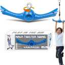 Ninja-Twister Swing Spins Set: Slackline Attachments - 360 Handle Twist-Spin Flips Toy Activate Ninja Powers Warrior Accessories Kids Hang Toys for Playground Backyard Blue
