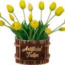 ucky 15PCS Yellow Fake Tulips Artificial Flowers Latex Natural Feel Tulips Fake Flowers for Decoration Faux Tulips Home Decor Mom Gifts