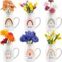 6 Pcs Thank You Appreciation Gift Teacher Ceramic Vase with Small Handle Flower Vases for Coworker Employee Teacher Volunteer Social Worker