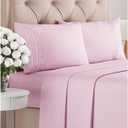 Queen Size 4 Piece Sheet Set - Comfy Breathable & Cooling Bed Sheets Set - Hotel Luxury Bedding for Women, Men, Kids, Teens, Boys & Girls - Deep Pockets, Soft and Wrinkle Free - Oeko-Tex - Light Pink