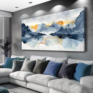FUHAIHUA Canvas Wall Art For Living Room Framed Home Decorations For Bedroom Aesthetic Office Wall Decor Abstract Pictures Artwork Watercolor Ink Painting Contemporary 20x40 In