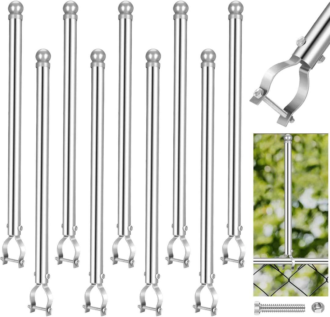 Hicarer 9 Pcs 1-3/8" Chain Link Fence Post Extender 20 Inch Extension Height Galvanized Chain Link Fence Extension for Privacy and Dogs (Sliver)