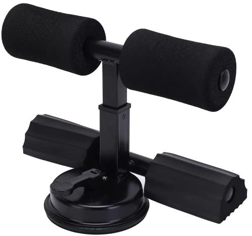 Black Sit Up Bar for Home Workouts - Abs Exercise Equipment with Foot Holder & Suction Cup Anchor