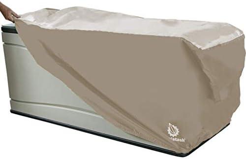 YardStash Deck Box Cover - Heavy Duty, Waterproof Covers for Outdoor Cushion Storage and Large Deck Boxes - Protects from Rain, Wind and Snow - XL - Tan