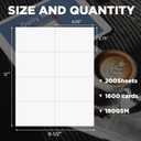 Lincia 200 Sheets 8-1/2" x 11" Blank Perforated Business Cards 8 up Per Page Thickness of 203 Gsm Compatible with Laser Ink Jet Printer White Perforated Paper Cardstock (1600 Cards - 100# Tag)